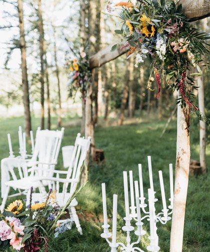 backdrop, veld, bloemen, bruiloft